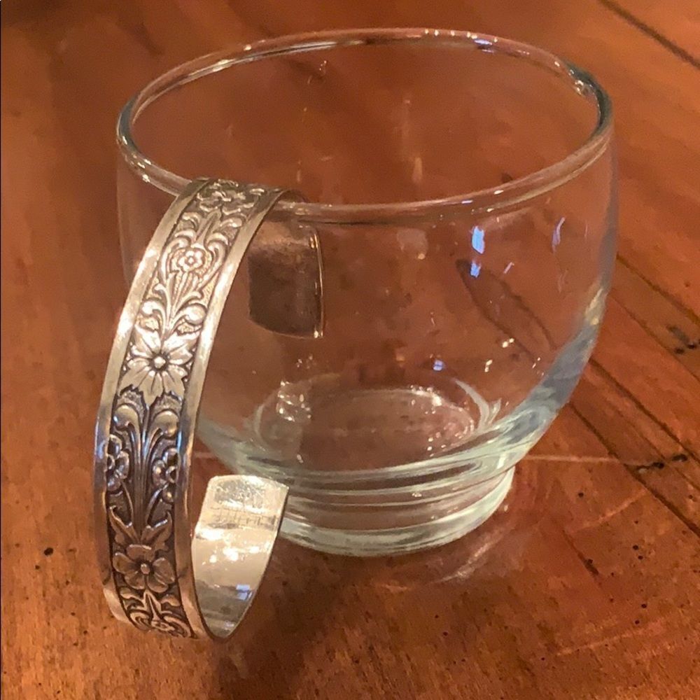 LUNT Vintage Sterling Silver Floral Cuff Bracelet